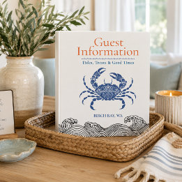 Blue Crab Beach House Guest Information 3 Ring Binder