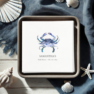 Blue Crab Beach Personalised Bridal Shower Napkin