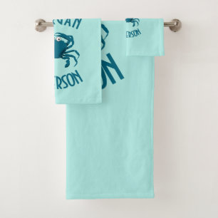 Blue Crab Beach Theme Bath Towel Set Gift