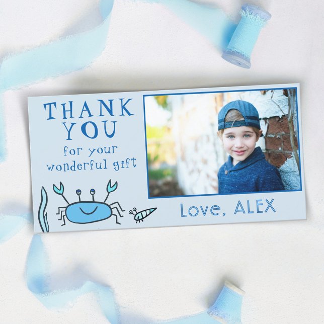 Blue Crab Birthday Photo Thank You Card (Creator Uploaded)
