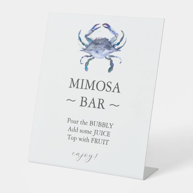 Blue Crab Bridal Shower Mimosa Bar Sign (Front)