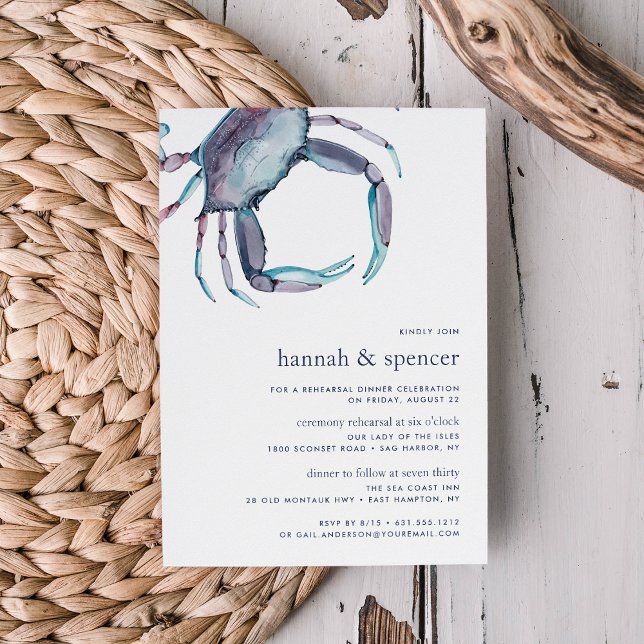 Blue Crab Ceremony Rehearsal Dinner Invitation (Creator Uploaded)