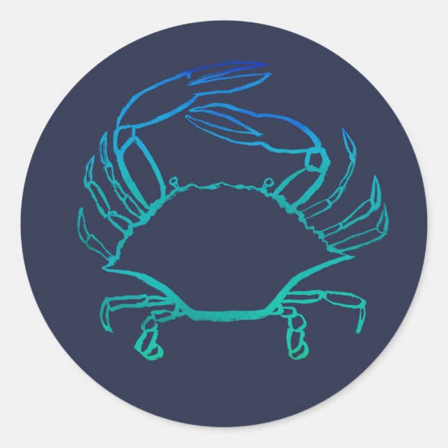 Blue crab classic round sticker (Front)