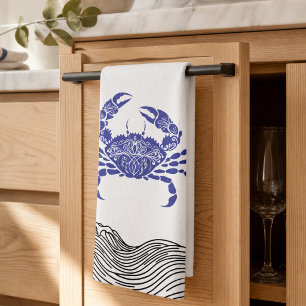 Blue Crab Coastal – Nautical Minimalist Tea Towel