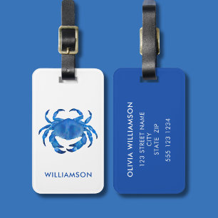 Blue Crab crustacaean Luggage Tag