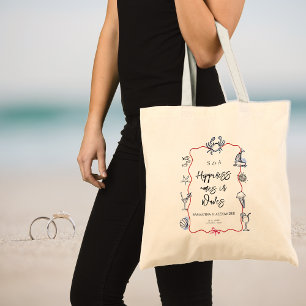 Blue Crab Doodles Destination Wedding Welcome Tote Bag