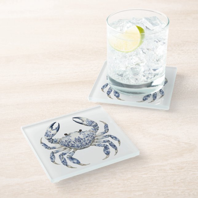 Blue Crab  Glass Coaster (Angled)