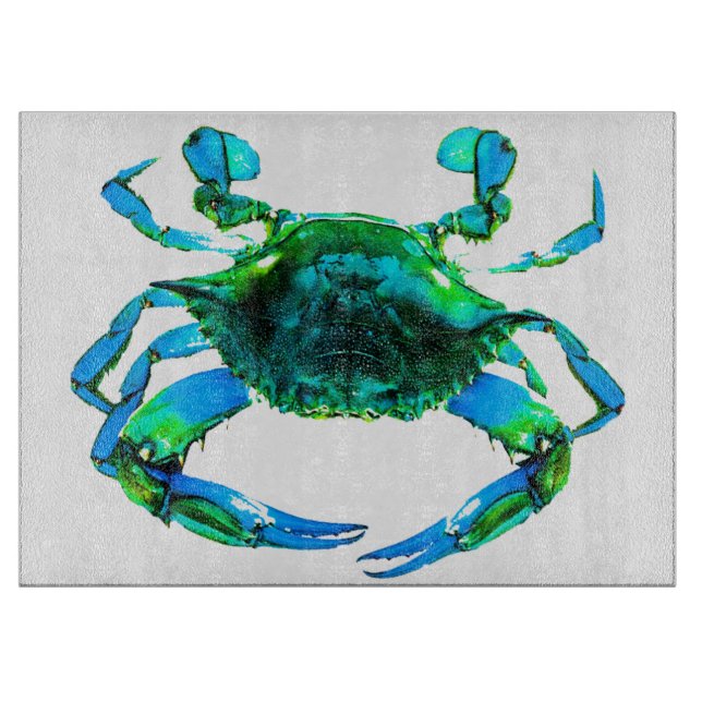 Blue Crab Glass Cutting Board (Front)