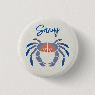 Blue Crab Logo 3 Cm Round Badge