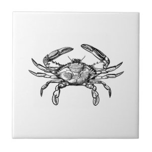 Blue Crab Logo (black and white) Ceramic Tile