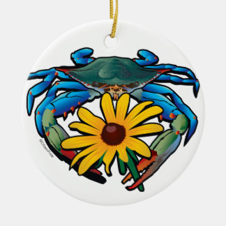 Blue Crab Maryland Black-Eyed Susan Ceramic Ornament