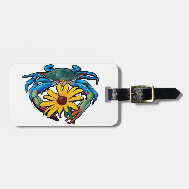 Blue Crab Maryland Black-eyed Susan Luggage Tag (Front Horizontal)