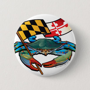 Blue Crab Maryland flag 6 Cm Round Badge