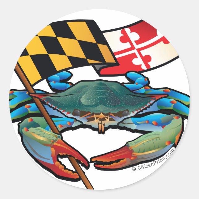 Blue Crab Maryland flag Classic Round Sticker (Front)