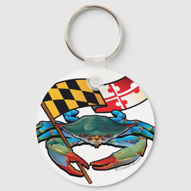 Blue Crab Maryland flag Key Ring (Front)