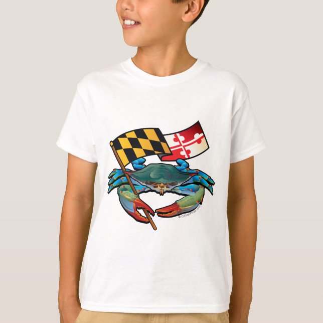 Blue Crab Maryland flag T-Shirt (Front)