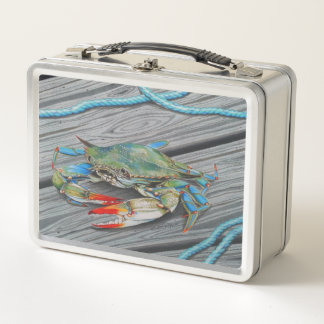 Blue Crab Metal Lunch Box