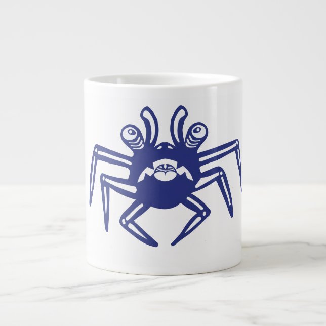 Blue Crab Monster Design Large Coffee Mug (Front)