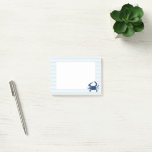 Blue Crab Nautical Blue Stripe Preppy Post-it Notes