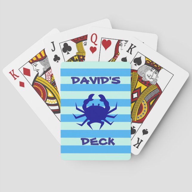 Blue Crab Nautical Theme Playing Cards (Back)