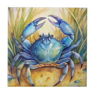 Blue Crab on a Beach Ceramic Tile