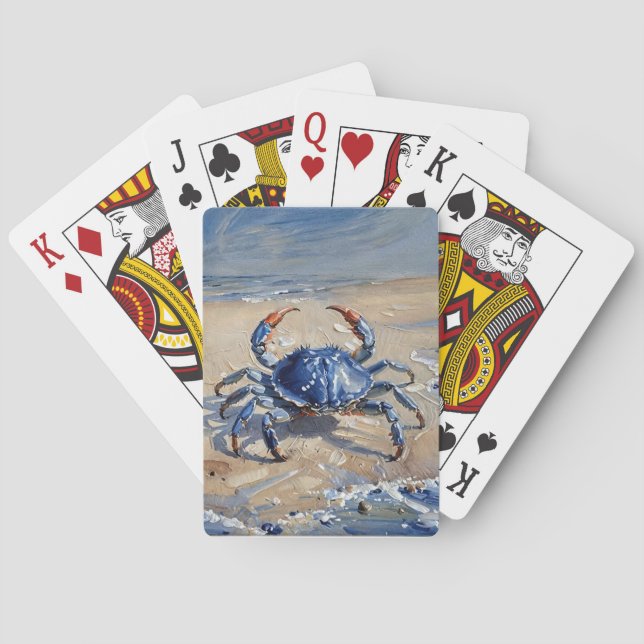 Blue Crab on The Beach Playing Cards (Back)