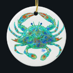Blue Crab Ornament<br><div class="desc">Blue Crab Nature Mandala Ornament. Artwork Copyright Tim Phelps</div>