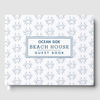 Blue Crab Pattern - Beach House Vacation Rental Guest Book