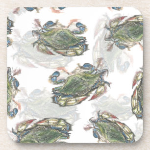 Blue Crab Pattern Coaster