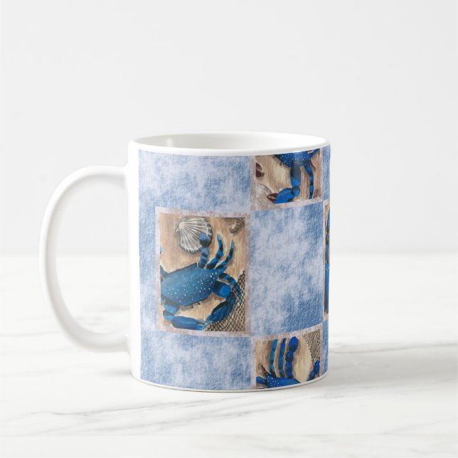Blue Crab Pattern Mug (Left)