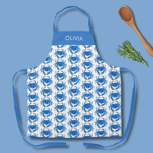 Blue Crab Pattern Name Apron