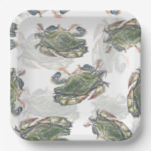 Blue Crab Pattern Paper Plate
