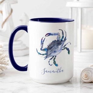 Blue Crab Personalised Beach Theme Coffee Mug