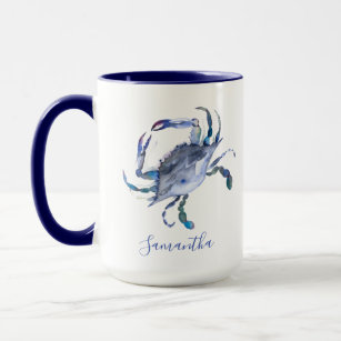 Blue Crab Personalised Beach Theme Coffee Mug