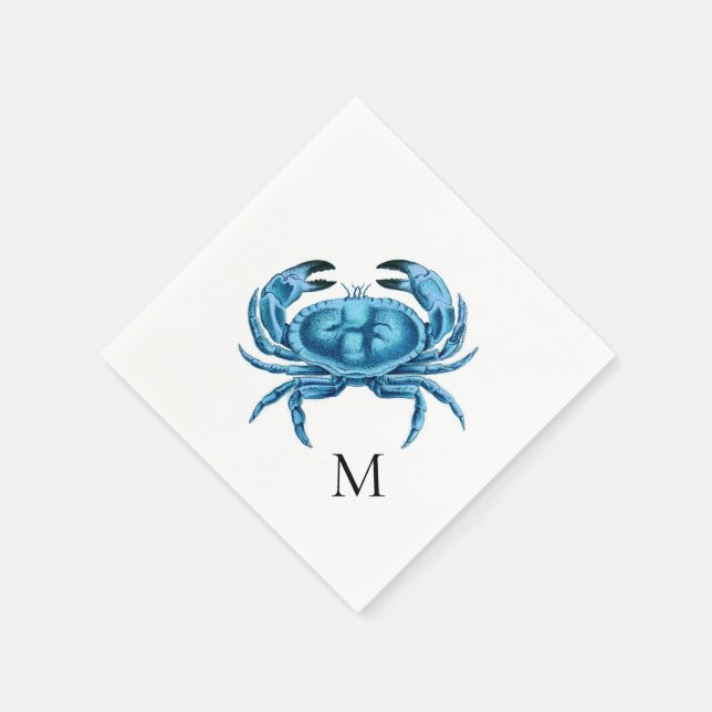 Blue Crab Personalised Napkin (Corner)