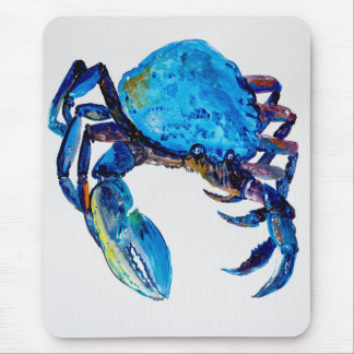 Blue crab sea life illustration, coastal, school mouse pad