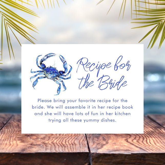 Blue Crab Seafood Beach Themed Recipe Request Enclosure Card (Creator Uploaded)