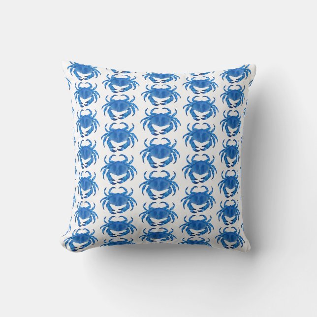 Blue Crab Seaside Ocean pattern Cushion (Front)