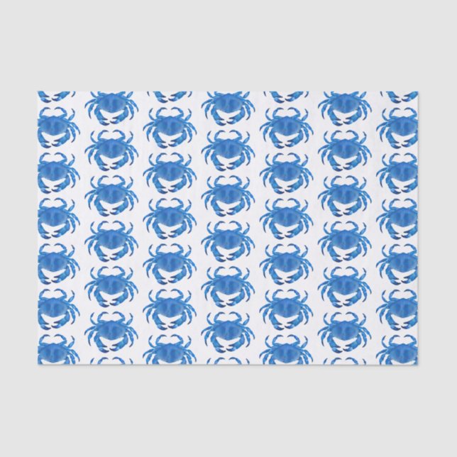 Blue Crab Seaside Ocean pattern Tissue Paper (Front)