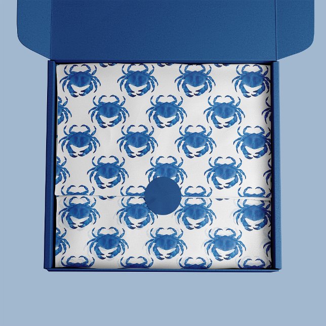Blue Crab Seaside Ocean pattern Tissue Paper (Blue crab ocean themed beach inspired tissue paper)
