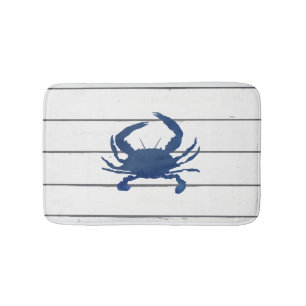 Blue Crab Shiplap Beach Bath Mat