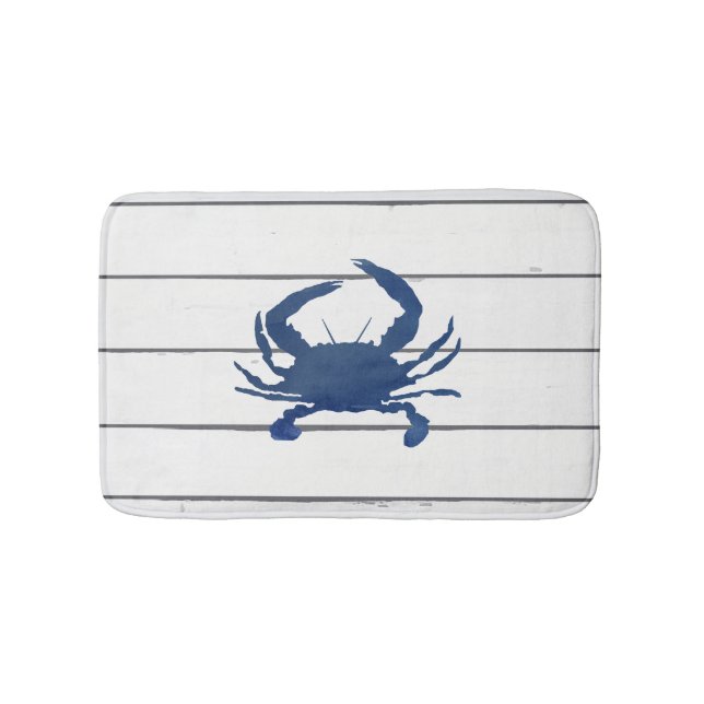 Blue Crab Shiplap Beach Bath Mat (Front)