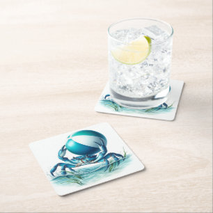 Blue Crab  Square Paper Coaster