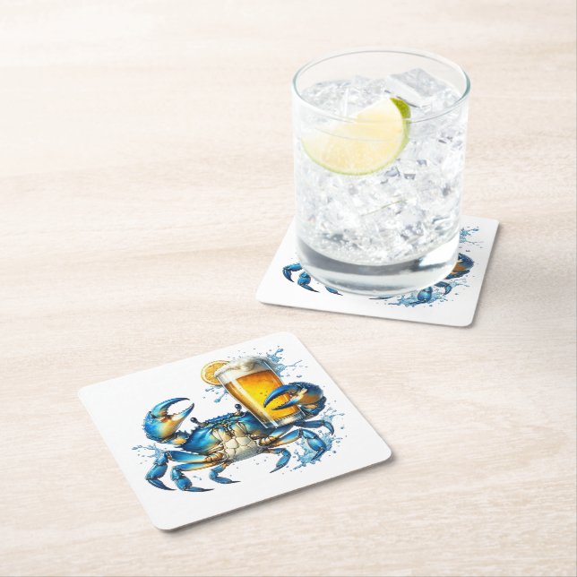 Blue Crab  Square Paper Coaster (Insitu)