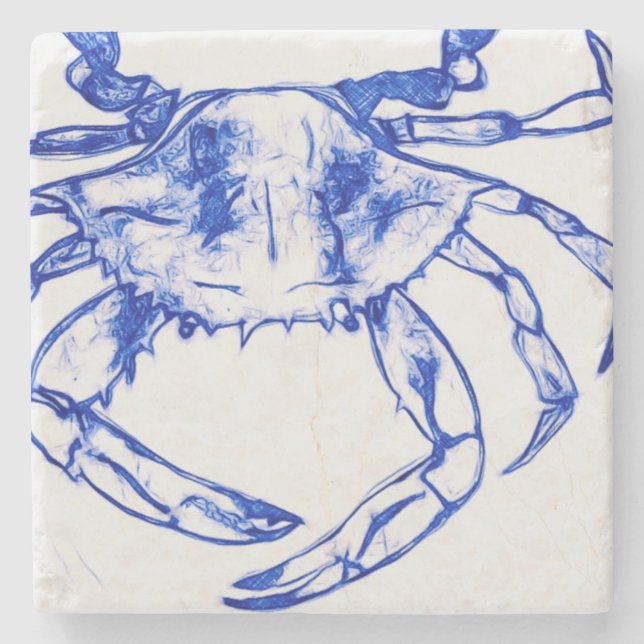 Blue Crab Stone Coaster I (Front)