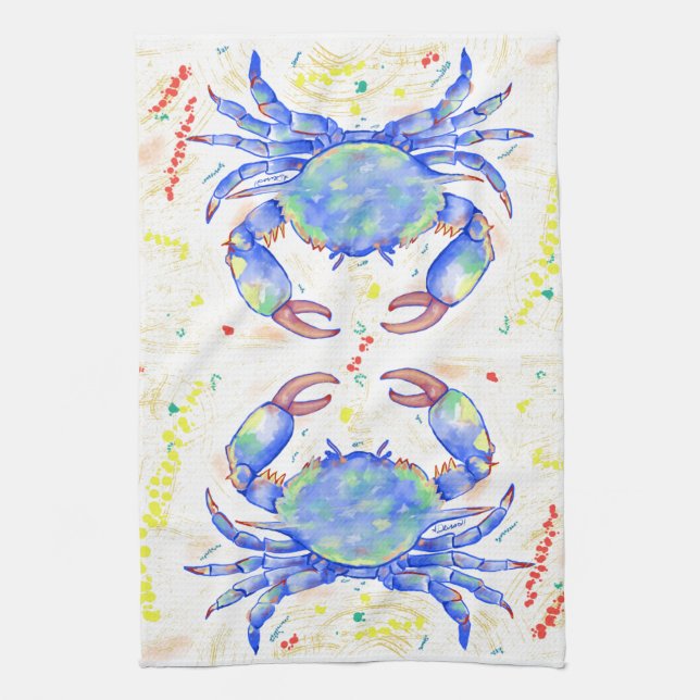 Blue Crab Tea Towel (Vertical)