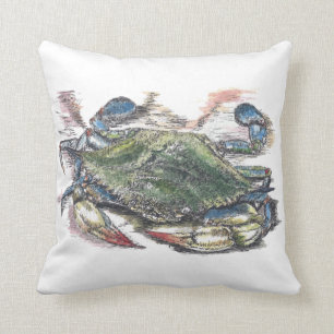Blue Crab Throw Pillow