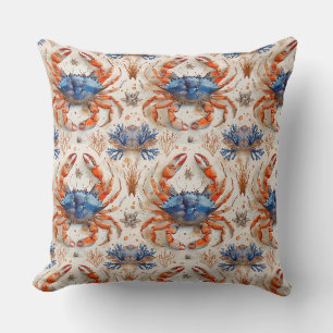 Blue Crab Throw Pillow