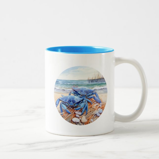 Blue Crab  Two-Tone Coffee Mug (Right)