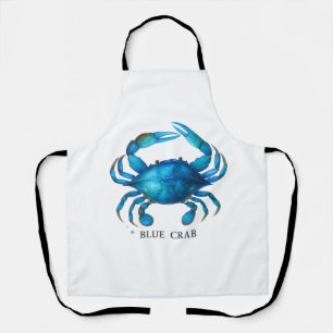 Blue Crab Watercolor Art - Coastal Sea Life  Apron